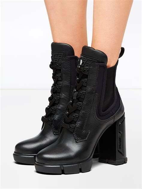 prada green and gold ankle boots|prada chunky heel ankle boots.